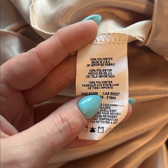 Bebe Champagne Satin Slip Dress with Cowl Neck - Picture 7 of 8